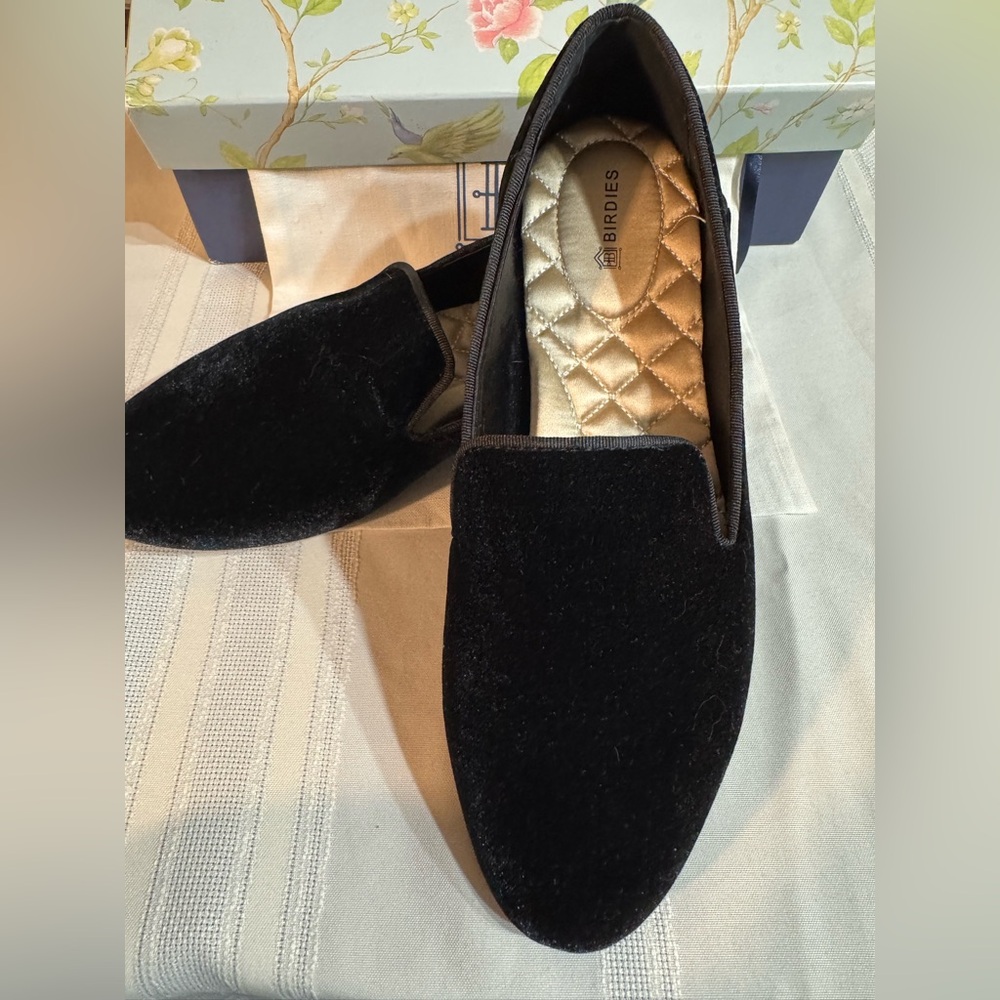 Birdies Classic Black Velvet Slip-Ons - Picture 7 of 12